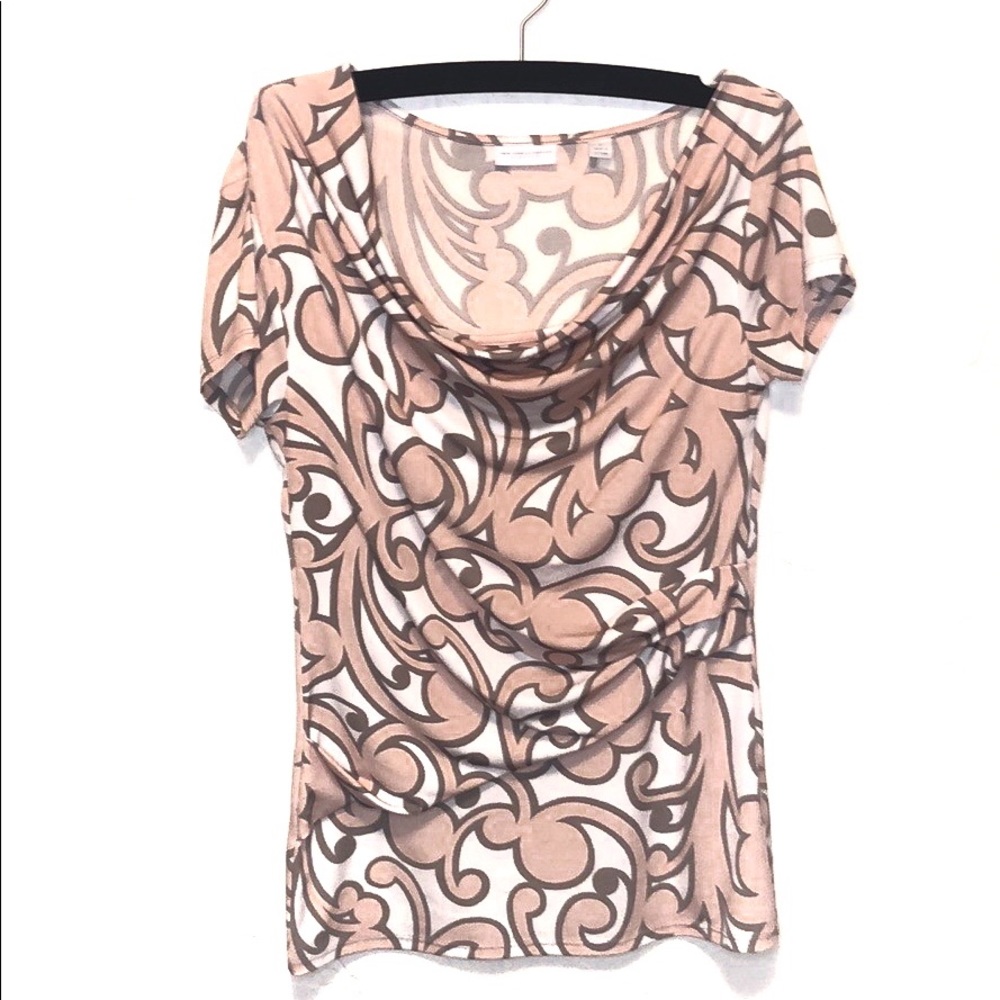 New York & Company Stretch Blouse Pink White Small